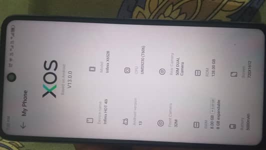 INFINIX HOT 40i with box +charger lead. 8+8/128.5000mAH battery