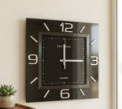 Luxury Chairman Square Glass Wall Clock - Modern Design