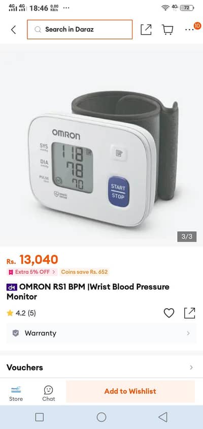 OMRON wrist blood pressure monitor