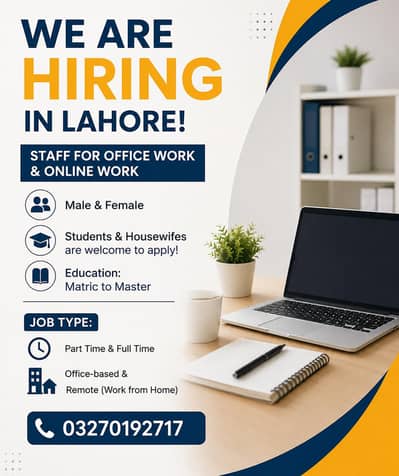 we are hiring lahore staff
