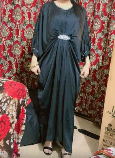 Jet black silk kaftan