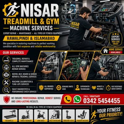 Treadmill Motor Belt Board Sensor Repair Services Pakistan