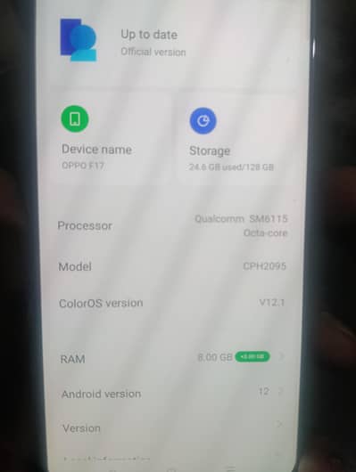 Oppo F17 8+4 gb 128gb
