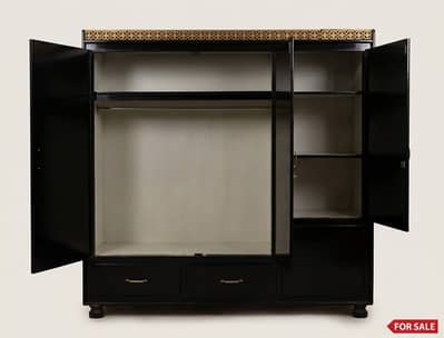 3-Door Black Almari / Wardrobe - Large Storage