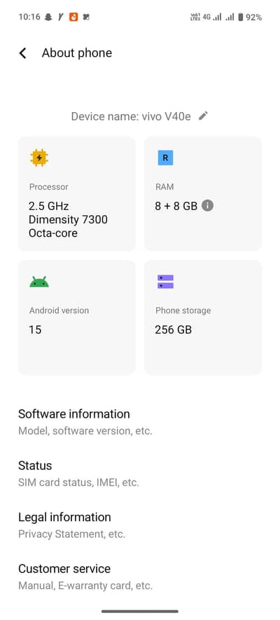 vivo v40e 10/10