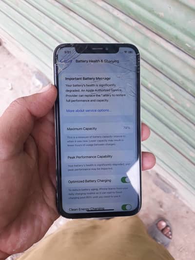 i phone x bypass 256gb battrey heath 77