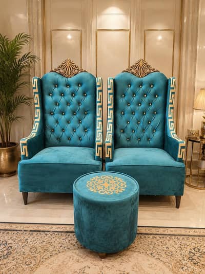 Luxury Velvet Chairs Set for Sale