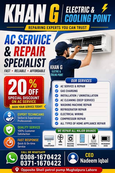 AC Technician & Electrician/ Home Wiring/ All Electronics Repair