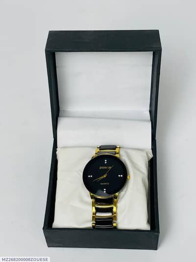 Men's Black Gold Stainless Steel Analogue Watch