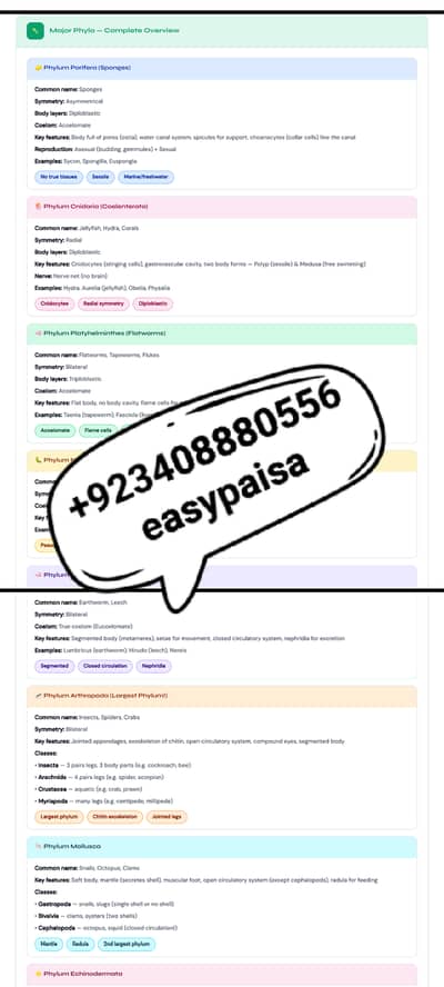 FSc 2nd Year Biology Notes PDF — Kingdom Animalia Board + MDCAT