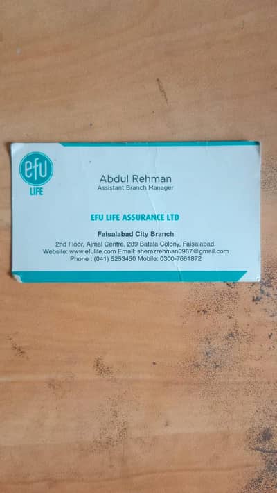 FSD Office insurance company EFU LIFETIME detail WhatsApp 03334705176.