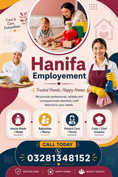 House Maids , Babysitter , Patient Care , Nurse , Driver, Maids, Cook