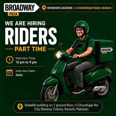 Walk In Interview in Broadway Pizza II Chundrigar  Branch  Karachi (Ri