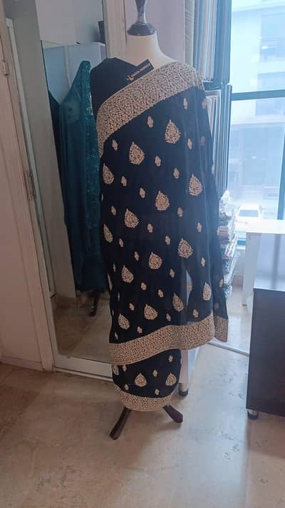 Brand new Black Embroidered Saree with Heavy Fancy Border Party Wear