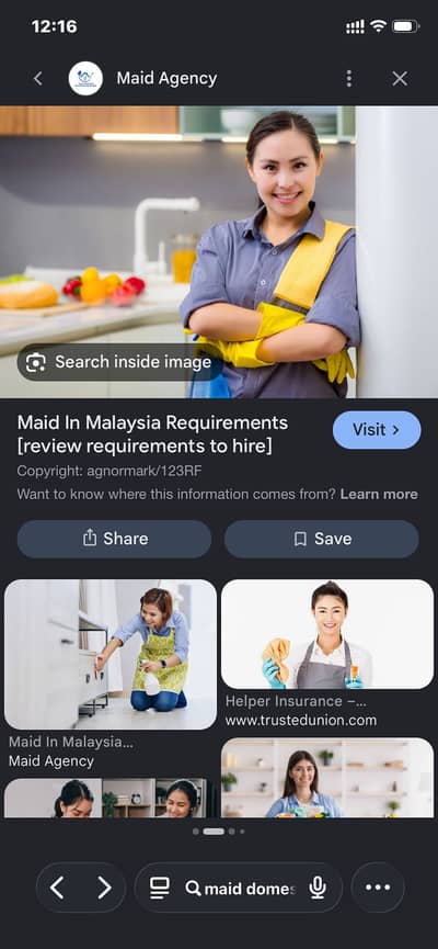 Need male of female Domestic helper (maid)