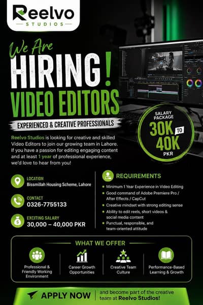 We are Hiring | Experienced Video Editors Required |Join Reelvo