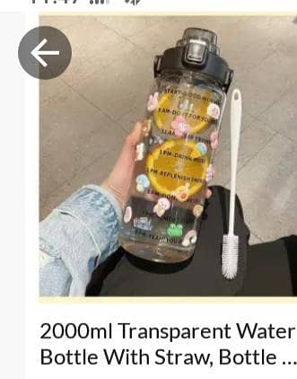 2000ml Transparent Water Bottle With Straw, Bottle