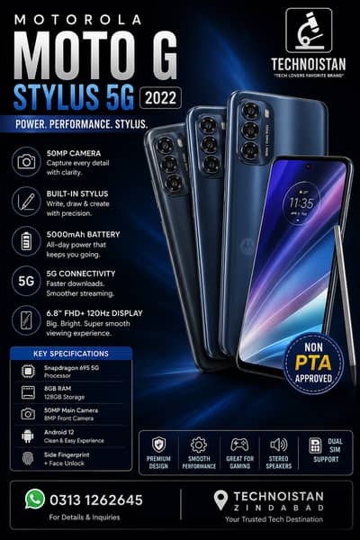 Motorola Moto G Stylus 5G 2022 Non PTA 8/128 50 MP Camera