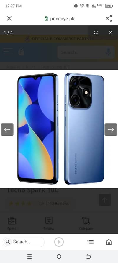 Tecno spark 10C 4+4 Ram 128 gb storage