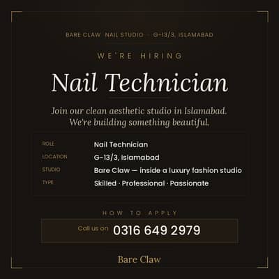 Looking for a freelance nail technician in Islamabad