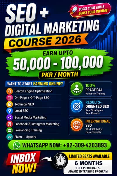 Seo + digital Marketing course in Lahore