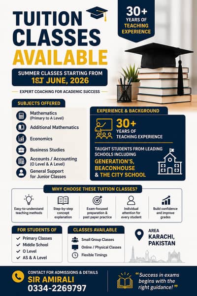 O Level / A Level / Smaller Grade Tuition 30+ years experience