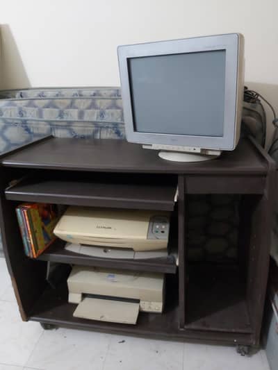 COMPUTER OR MULTI USE portable TABLE WITH SLIDING TRAYS
