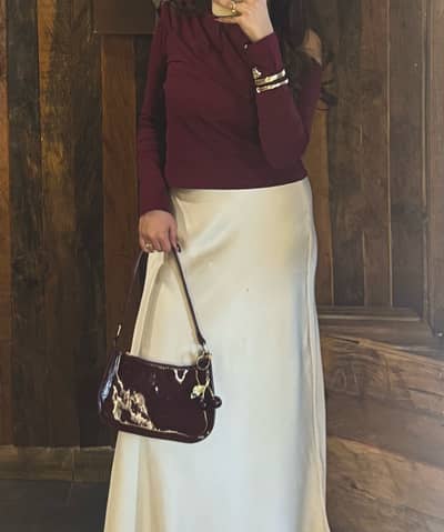 Stylish and chic shirt with satin skirt dress