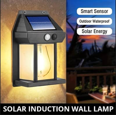 Premium Solar Motion Sensor Wall Lamp Black Waterproof Outdoor