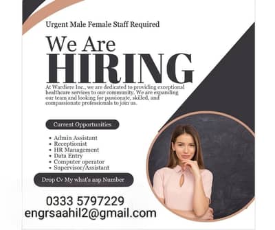 urgent Front Desk officer/Accounted finance/Office clerk/HR