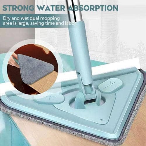 Multifunctional Triangle Mop with Long Handle, 360 Rotatable Adjustable Cleaning Mop With Wiper