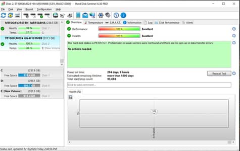 1 TB Seagate hard disk 100% health