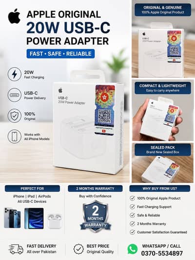 Original Apple 20W Charger | iPhone Fast Charger | 2 Months Warranty