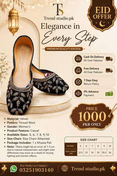 Black Velvet Khussa with Gold Thread Work for Women