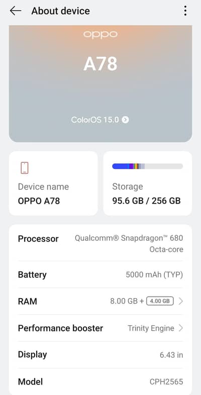 Oppo A78 for sale. 8-256 GB