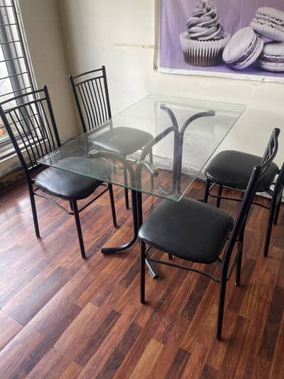 Steel dining table with Chairs