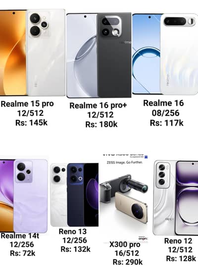 realme, oppo, vivo available