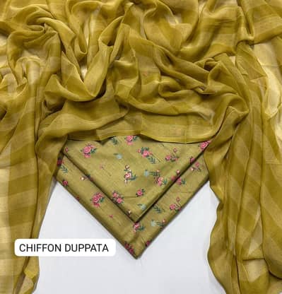 3pc lawn shirt trouser and shiffon dupatta