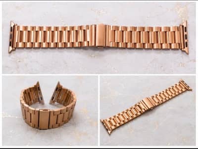 Apple Watch Metal Strap (Gold/Rose Gold) – Premium Stylish Band