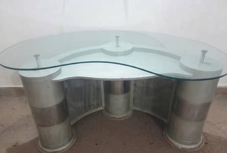 Reliable Table with Glass top + Steel Office cabinet