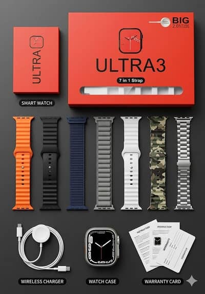 Ultra 3 Smart Watch – 7 in 1 Straps |