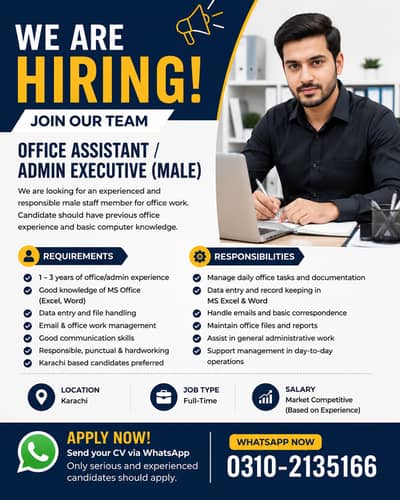 Office Assistant / Admin Executive (Male)