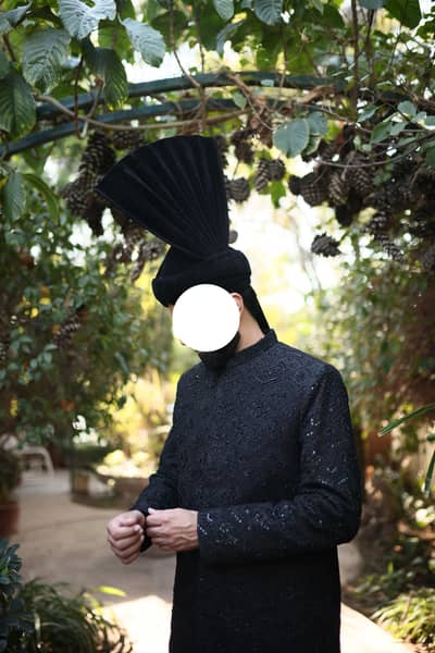 Azlan Shehzad Black Groom Sherwani with Hand Embroidery Work