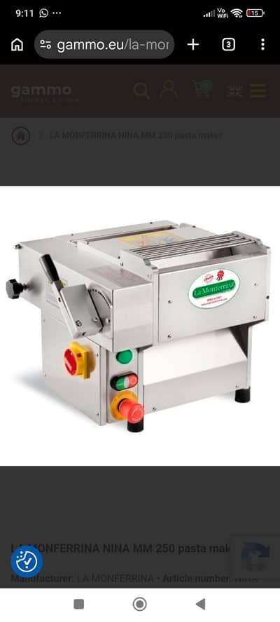 noodles and pasta and sheet maker machine imported Italy