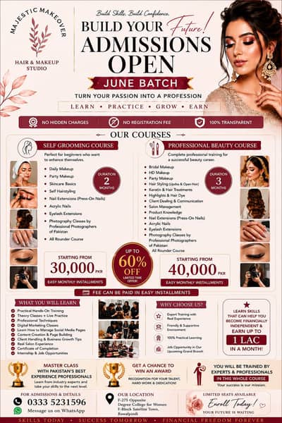 All rounder beautician course with Photography classes