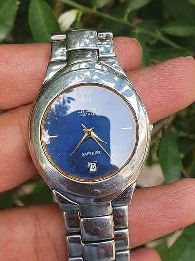 Citizen sapphire glass blue dial Date wrist watch for Men's