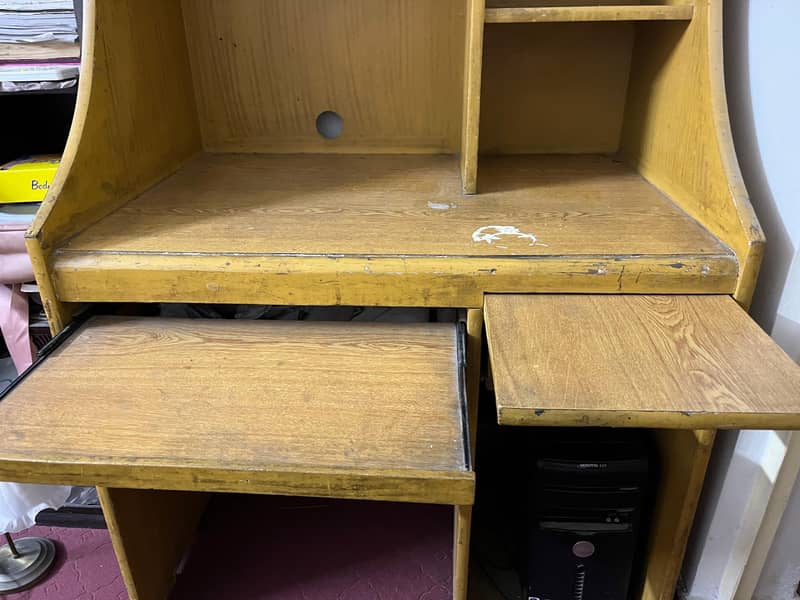 Solid Wood Study/Computer/Work Table - Workstation with Book Shelves 1