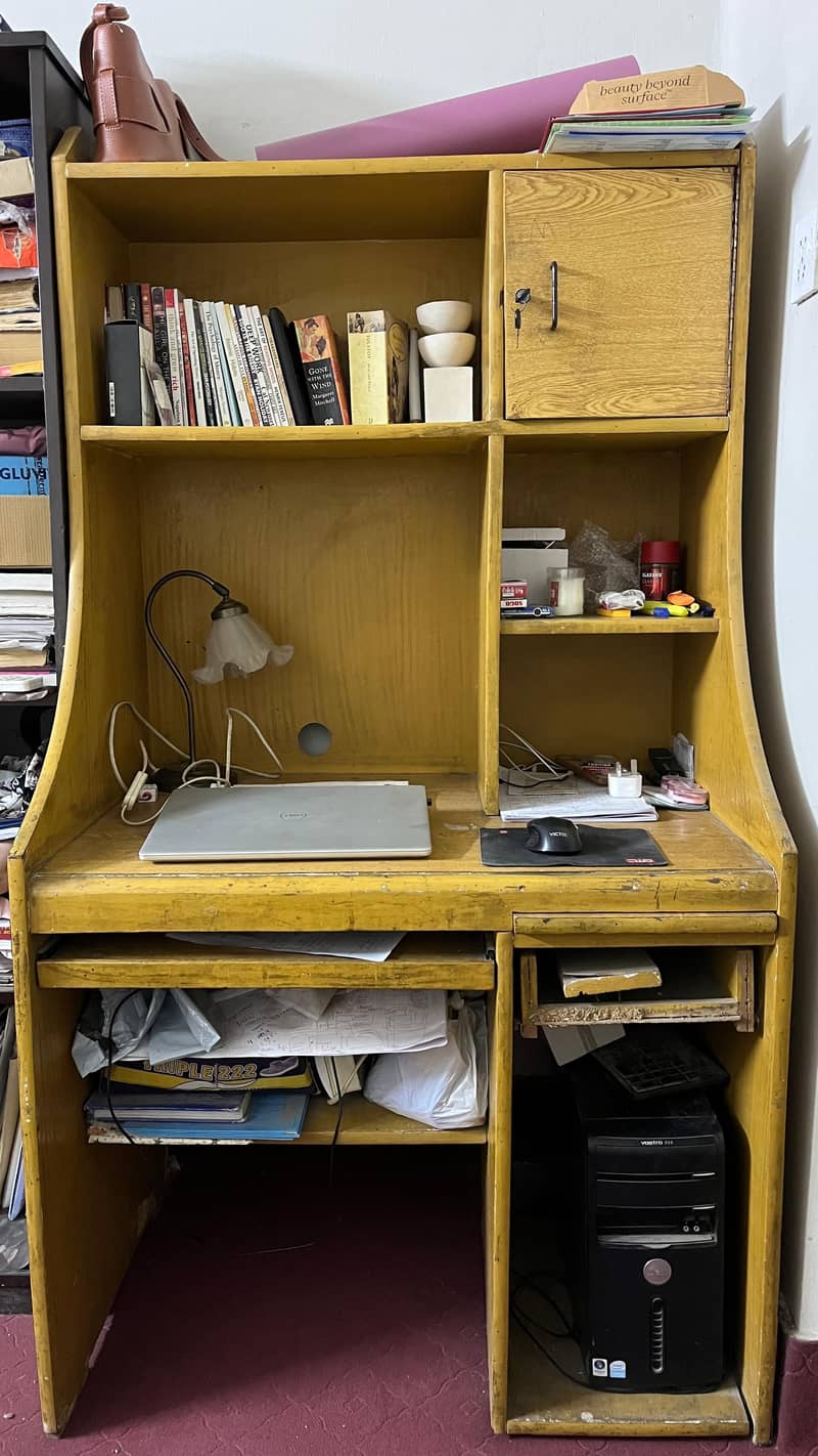 Solid Wood Study/Computer/Work Table - Workstation with Book Shelves 4