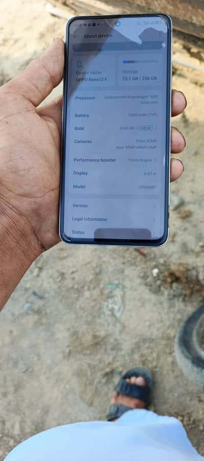 Oppo Reno 12 f 12 + 256 mobile ke sath Dibba charger hai