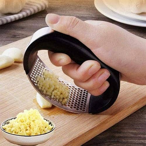 Garlic Press, Manual Garlic Press Rocker with Handle, Stainless Steel Garlic Crusher Masher, Ginger Garlic Chopper Kitchen Gadget Tool
